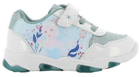 Disney Frozen Schuhe Mädchen 2 bis 8 Jahre, Kinderschuhe mit Anna und ELSA Motiv 25 EU, Leuchtschuhe Kinder mit Klettverschluss und LED Licht, Sneaker die Eiskönigin, Ideal für Schule und Freizeit