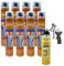 DSTOCK60 - Lot de 8 colles de montage polyuréthane + 1 pistolet + 1 nettoyant mousse - Mousse polyuréthane faiblement expansive pour le collage des panneaux isolants, rouleaux de bitume, huisseries