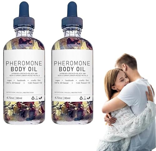 Olio per il corpo ai feromoni Crystal Irie, profumo di olio per il corpo ai feromoni per donna, gelsomino, orchidea, ambra nera, fiordaliso, petali di rosa (2pcs)