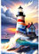 AIRDEA 5D Leuchtturm am Meer Diamond Painting, Diamant Painting Erwachsene Set, Full Drill Bilder Diamant Malerei Poster Kreuzstich Kits 30x40cm