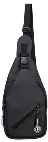 SCHIETWETTER Damen Sling Bag Borkum, PU-Stoff, Umhängetasche mittelgroß, Brusttasche, Bauchtasche, Crossbag, pflegeleicht, wasserabweisend black OS
