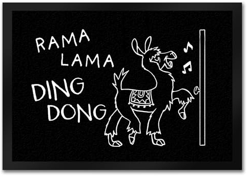 speecheese Rama Lama Ding Dong Alpaka Fußmatte in 35x50 cm Türmatte für Besuch Lachen Witziges Alpaka-Design Christkind Weihnachtsbaum