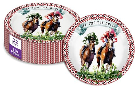 Off Two the Races 2nd Birthday Party Supplies Large 9 Paper Plates in Bulk 32 Piece