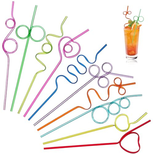 SPERMUOY Strohhalm kinder, 30 Stück Wiederverwendbare Trinkhalme Party Strohhalme Party Gelockt Trinkhalme, Cocktail Strohhalme Kinder Strohhalm für Geburtstagsfeier, Hochzeit, Partygeschenke