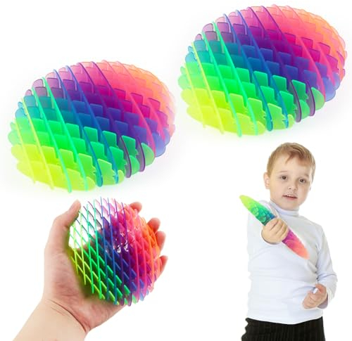 Darryy Fidget Wurm Spielzeug, 2 Stück Fidget Toys, Anti Stress Spielzeug, Sensorisches Stressabbau, Sensory Toys für Erwachsene und Kinde (Regenbogenfarben)