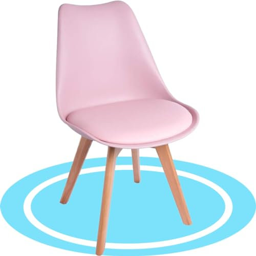 Dekohome Chaises de salle à manger nordiques avec siège souple, tapissé et pieds en bois de hêtre résistant, rose, 1 chaise