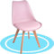 Dekohome Chaises de salle à manger nordiques avec siège souple, tapissé et pieds en bois de hêtre résistant, rose, 1 chaise