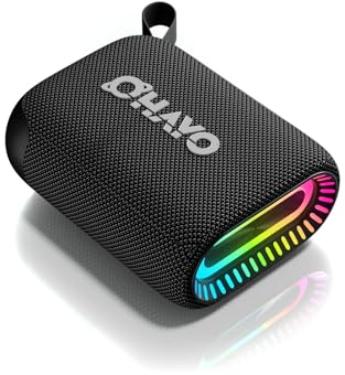 OHAYO Bluetooth Lautsprecher Mini Bluetooth Box mit RGB Licht, Kleine Musikbox mit Bluetooth 5.3, 24H Akku, IPX7 Wasserdicht, Outdoor Lautsprecher für iPhone, Draußen, Party, Schwarz