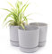 Home Garden Ornaments Large Plant Pots Indoor – Classy Indoor Plant Pot Set of 3 with Drainage Holes, Saucer and Reservoir, Self Watering Flower Pots (Diameter: 20cm, Colour: Grey)