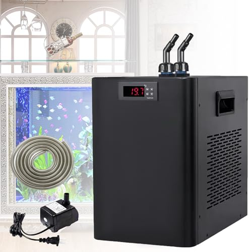 HNBYLMM Aquariumkühler, 42/79 Gal Aquarium Kühler Hydrokultur-Wasserkühler, 160L 300L Wasserkühler für Aquarien mit Pumpe und Schlauch, für Wasserunkraut, Quallen, Korallengarnelen,300L