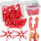 Lot de 50 pinces à linge en plastique super solides en rouge, pas de métal, avec boîte transparente pour un rangement facile