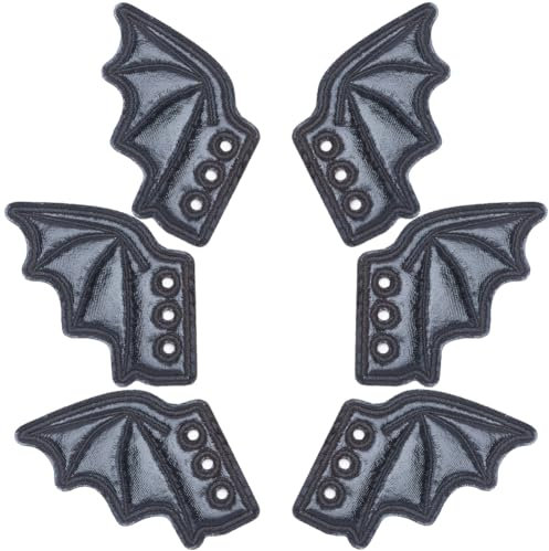 GORGECRAFT 3 Paar Flügel Schuhanhänger Schwarze Schuhdekorationen Mit 3 Löchern Stoff Halloween Fledermausflügel Anhänger Dekoration Für Schuhe Schlittschuhe Stiefel Turnschuhe DIY Dekorationszubehör