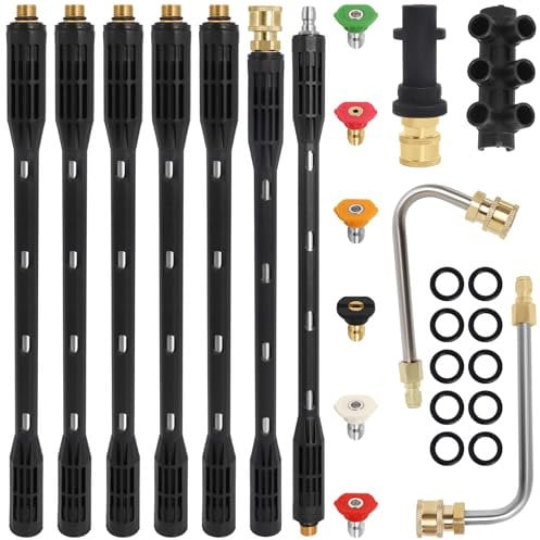 Prolunga per idropulitrice con adattatore compatibile con Karcher serie K K2 K3 K4 K5 K6 K7, 10 pezzi per la pulizia delle grondaie, accessori per idropulitrice con 6 punte per ugelli Gekufa