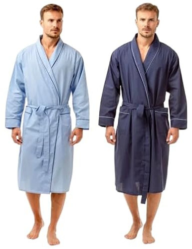 REEVE Men's Lightweight Dressing Gown (M-L, Blue)