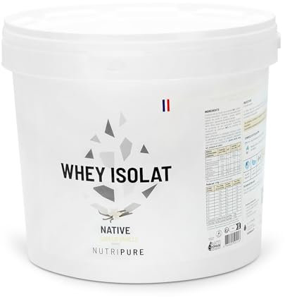 Nutripure | Whey Isolate Native en Poudre | Complément Alimentaire à base de Protéines de Lait | Développement Musculaire & Musculation | 81% Protéines, 25% BCAA, 37% EAA | Vanille | 2kg | France