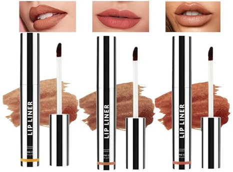 Lip Liner Peel Off Lip Liner Tattoo,3Pcs Peel Off Lip Stain Matte Finish Lip Liner Set,Nude Brown Contour Makeup Lipsticks,Highly Pigmented Lip Liner Stay with Hyaluronic Acid & Vitamin