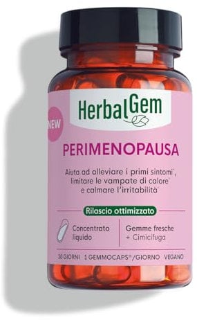 HERBALGEM - GEMMOCAPS Perimenopausa - Integratore senza ormoni - Controlla le vampate di calore e riduce gli sbalzi d'umore - 30 capsule