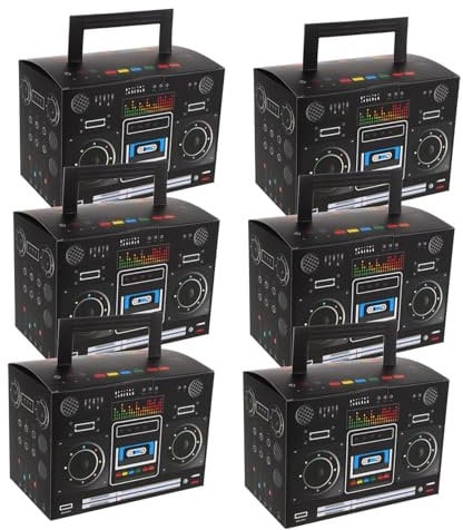 SHOWERORO 6 Stück Retro Boombox-geschenkboxen 80er-90er-jahre-partydeko Tisch-dekorationen Aus Pappe Für Sweet Table Oder Süßigkeiten-holder
