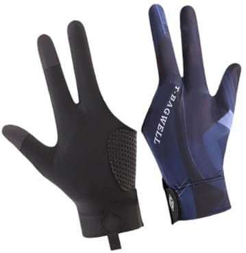 rockible 3-Finger Pool Handschuhe rutschfeste, 3 Finger Snooker Gloves Wear-Resistant, Billiard Pool Cue Gloves Non Slip, Offene DREI Finger Pool Handschuhe Leicht, Blaue Linke Hand