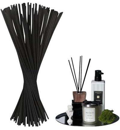 100 Stück Schwarz Duftstäbchen, 30cm x 3mm Raumduft Stäbchen, Nachfüller, Geruchlos, Diffuser Stöcke, Aroma Diffuser Stäbchen für Raumduft, Badezimmer, Wohnzimmer, Büro