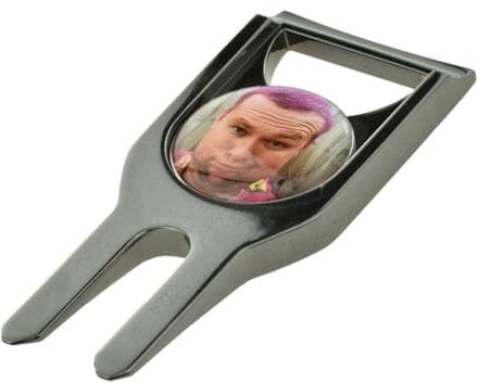 Personalised with Photo Golf Ball Marker, Pitch Mark Repairer, Bottle Opener, Gunmetal Finish, in a Metal Gift Box