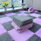 KKXXYQFC 12 Stück Plüsch-Krabbelmatte, 60 x 60 x 1 cm, Plüschschaum-Bodenmatte, rutschfeste, weiche, ineinandergreifende Schaumstoff-Teppichfliesen für Schlafzimmer und Wohnzimmer, Grau + Taro-Lila