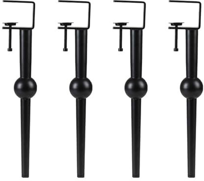 LRYELWA 4 Pcs F-shaped Clamp-on Table Legs,Adjustable Table Leg,Metal Furniture Legs,Worktop Support Feet for Coffee Table Breakfast Bar,No Punching Design to Protect the Desktop (45cm(17.72in),Black)