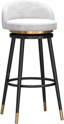 Moderner rosa 360° drehbarer Barhocker mit Rückenlehne und schwarzen Beinen, Thekenhöhe, Barstuhl für Küche, Frühstück, 65 cm Höhe, runder Sitz, weißer Barhocker im Lieferumfang enthalten