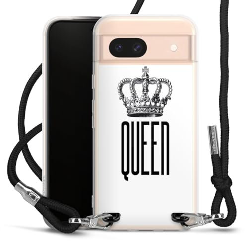 Carry Case kompatibel mit Google Pixel 8 a Hülle mit Band Handykette zum Umhängen schwarz Queen Königin Krone
