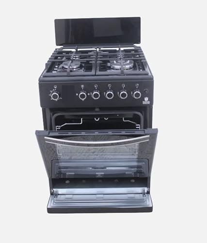 Gasline, Gas Standherd SHGG6060KGGB 60cm, Gasbackofen mit Thermostat, Grill, Umluft, WOK, Schwarz, Erdgas, LPG
