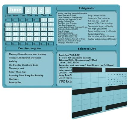 TABSIRAH Magnetic Fridge Calendar,Balanced Diet Organizer | Multipurpose Monthly Fridge Calendar for Fitness Tracker Chore Chart Shopping Meal Planning Workout Schedule