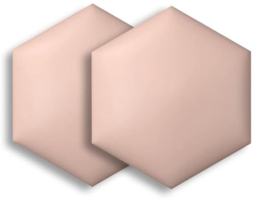JNTFNE 2 Stück Anti-Kollisions-Wandpolsterung, sechseckige Stoff-Wandpaneele, selbstklebende 3D-Wandaufkleber, Kopfteil, Wanddekoration für Schlafzimmer, Wohnzimmer (Hellrosa, 20 x 23 cm)
