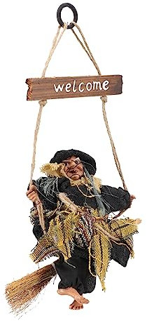 Kichvoe Letrero de Bienvenida de Halloween Bruja Adorno Colgante para Puerta Decoración para Fiestas y Escuelas