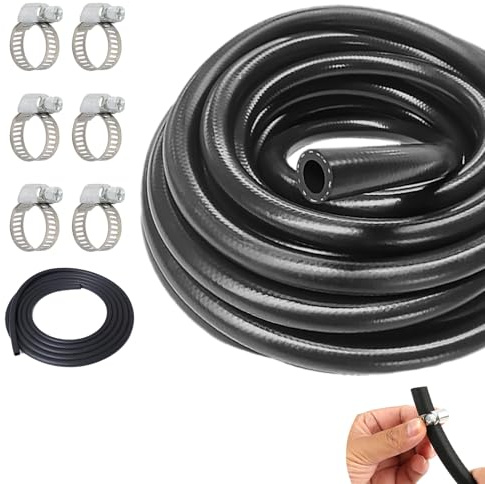 1M Tuyau D'essence, Durite Essence, 6mm Diamètre Intérieur Durite Gasoil, Carburant Avec 6 Colliers Essence Inox 304, Tuyau Essence Nitrile Renforcé, Kit Carburant Moto Voiture Scooter Tondeuse