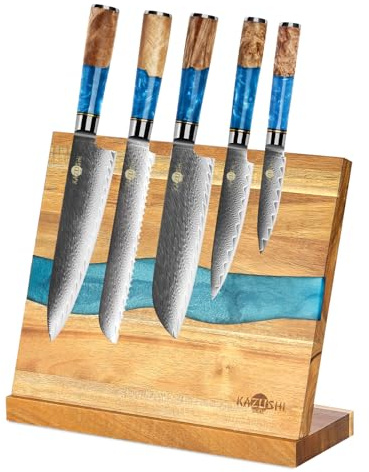 6 Teiliges Messerblock Sets - Messerblockmit Messer - Küchenmesser inkl, Messerset & Holz-Magnetischem, Profi Kuechenmesser Set