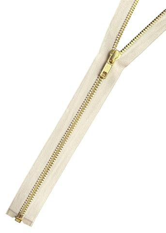 Metall - Reißverschluss Gold-Messing Reißverschlüsse teilbar 5mm (hellbeige, 35cm)