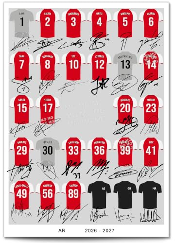 Mounted Gifts Arsenal Team Squad 2025-2026 Signed Poster Print Framed Picture Photo Autograph Gift 25/26 Rice Odegaard Saka Gyokeres Eze (A4 Squad Poster)