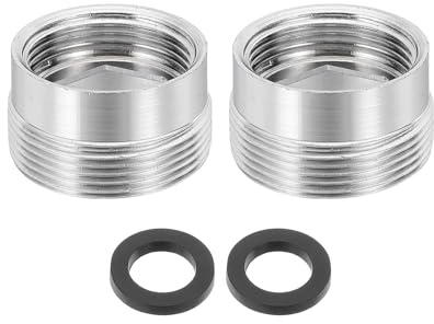 QUARKZMAN 2Pcs Adaptador de Aireador de Grifo, M18 Hembra a M22 Macho con Arandela, 13mm Longitud Adaptador de Grifo de Latón para Conexión de Filtro de Agua de Fregadero de Cocina y Baño