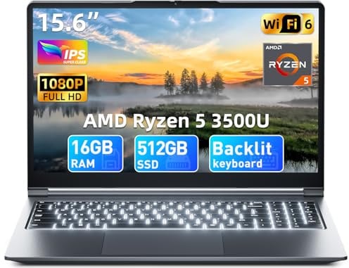 Liuord 15.6 Zoll Laptop 16GB RAM 512GB ROM, AI-Unterstützung, AMD R5 (übertrifft i5-13420H, bis zu 3.6GHz), FHD Display Notebook, WiFi 6 USB 3.0, Full-Function Type-C