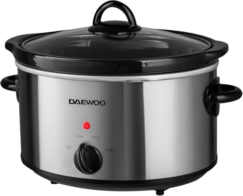 EXQUIZIT HOME 3.5L Slow Cooker, Electric Crock Pot with Removable Ceramic Bowl & Glass Lid, 3 Heat Settings (Low, High, Keep Warm), Energy Efficient, Ideal for Family MealsBlack