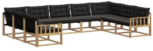 vidaXL Outdoor-Sofagarnitur mit Kissen 9 pcs Weiß und Schwarz, Garten Lounge, Moderne Outdoor-Couch, witterungsbeständiger Sitzbereich, bequem für die Terrasse