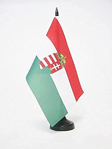 AZ FLAG - Tischflagge Ungarn Mit Waffen - 21x14 cm - Ungarische Tischfahne 14 x 21 Cm - Flaggen