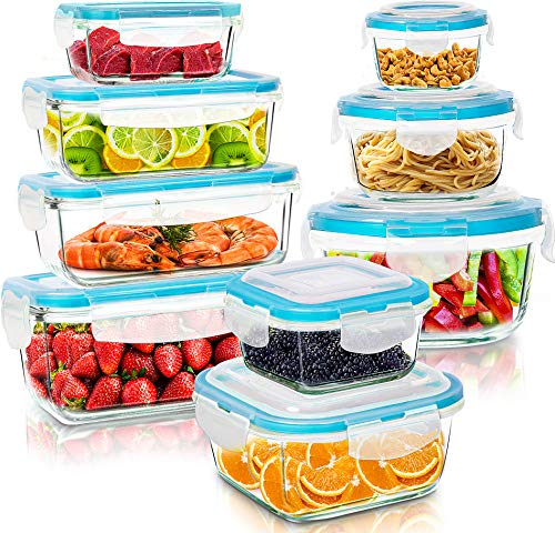 Utopia Kitchen - Fiambreras de cristal (18 unidades, 9 recipientes + 9 tapas), tapa transparente, sin BPA, para cocina o restaurante