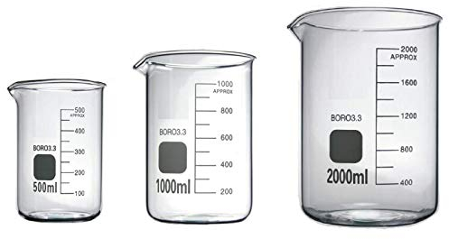 Rocwing - Messbecher aus Borosilicate 3.3 Glas (500ml+1000ml+2000ml)