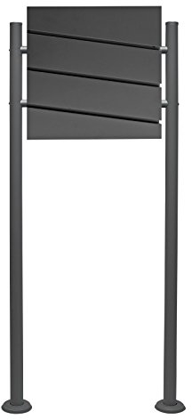 Wiltec Set Designer Briefkasten V16 Anthrazit 370 x 105 x 370 mm mit Ständer, Wandbriefkasten mit Schloss und Zeitungsrolle, Postkasten aus pulverbeschichtetem Stahl