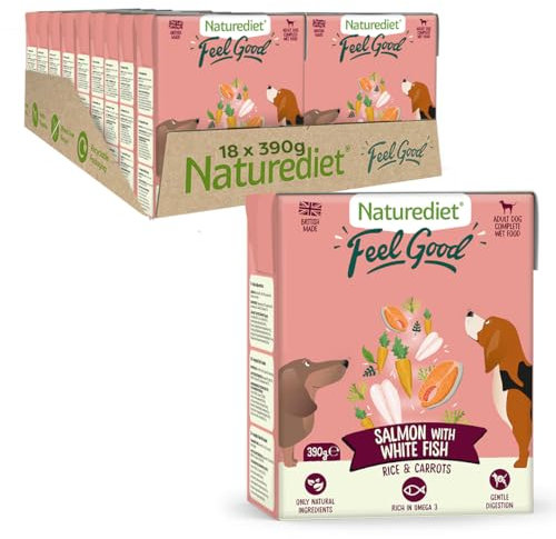 Naturediet - Feel Good Wet Dog Food, Natural and Nutritionally Balanced, Salmon, 390g (Pack of 18)