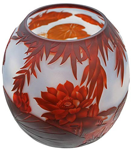 Vase Replika nach Galle Gallé Lotusblüte Glas Antik-Jugendstil-Stil Kopie c14