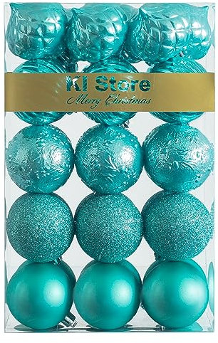 Busybee weihnachtskugeln 30 Stücke 6CM Ornamente für Weihnachtsbaum Blaugrün Christbaumkugeln Weihnachtsdekoration Kugeln