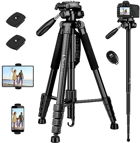 Victiv Kamera Stativ 182cm Leicht und Kompakt Reisestativ mit Einbeinstativ, Fotostativ mit 3-Wege-Kopf und Tablet Halterung, Aluminium Stativ für DSLR SLR Canon Nikon Sony Smartphone iPhone ipad