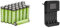 Amazon Basics Piles Rechargeables AAA Haute capacité 850 mAh (Lot de 24) - Pré-chargées & Chargeur de Piles numérique et Intelligent, pour 4 Piles AA, AAA